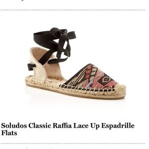 Soludos Raffia lace up espadrille sandals (Aztec, boho) size 8 NWT